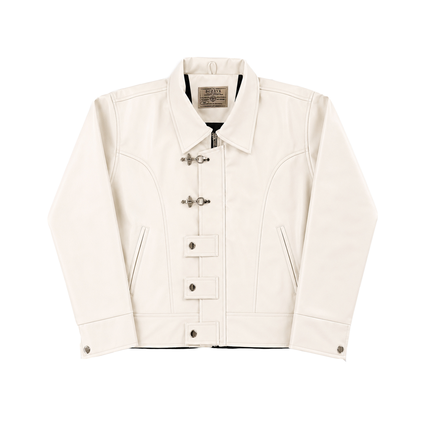 Kait Clasp Leather Jacket White